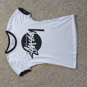 XS Black and white Stussy tee-shirt